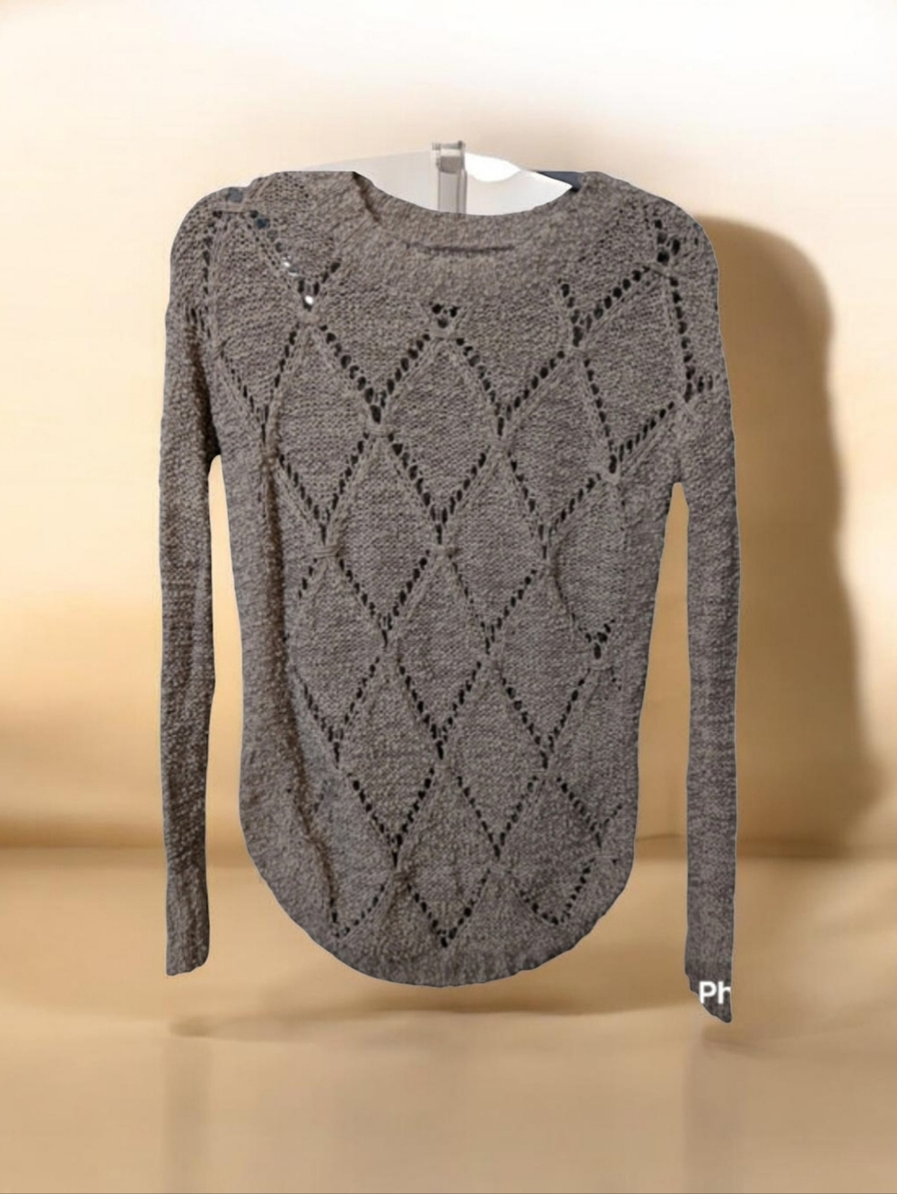 Maurices Small Open Knit Diamond Sweater Brown